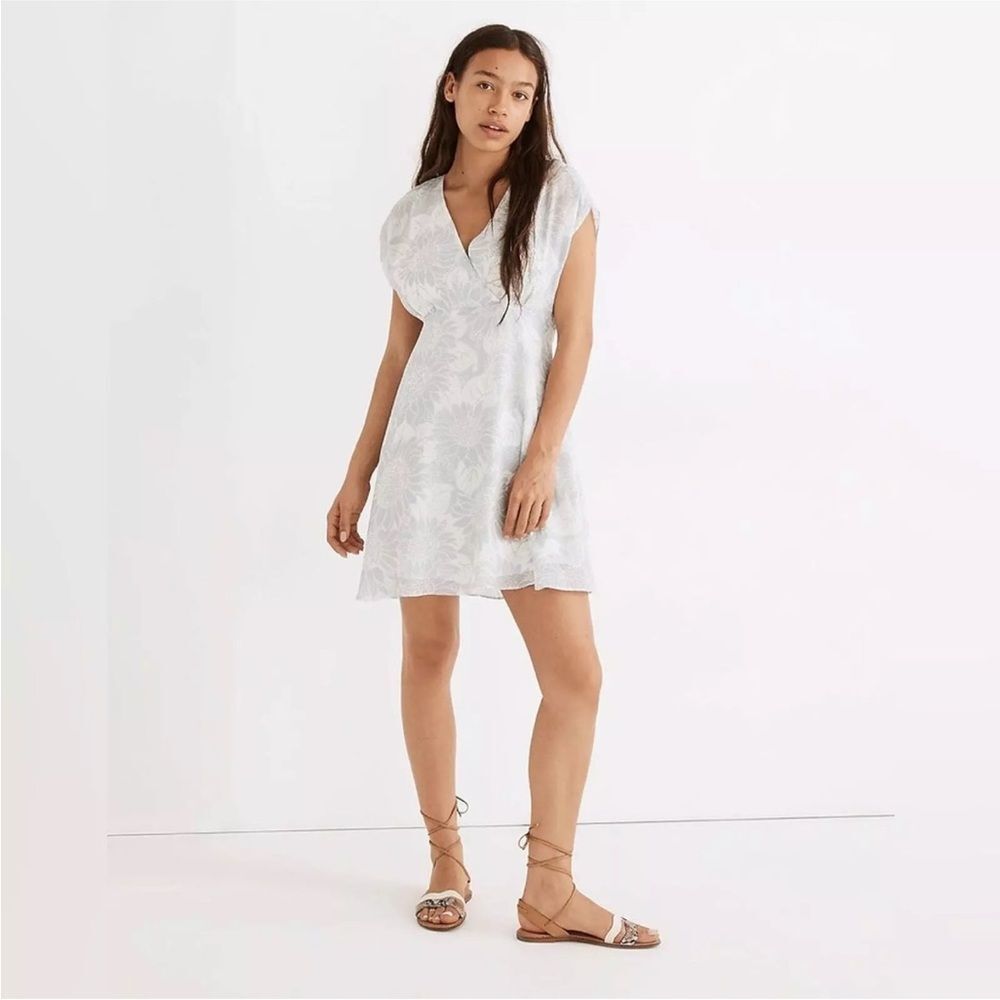 Madewell Crossover Mini Dress in Sunflower Season 100% Silk‎ Size 8